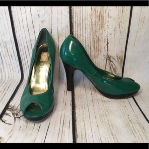 Charlotte Russe Green Open Toe High Heels